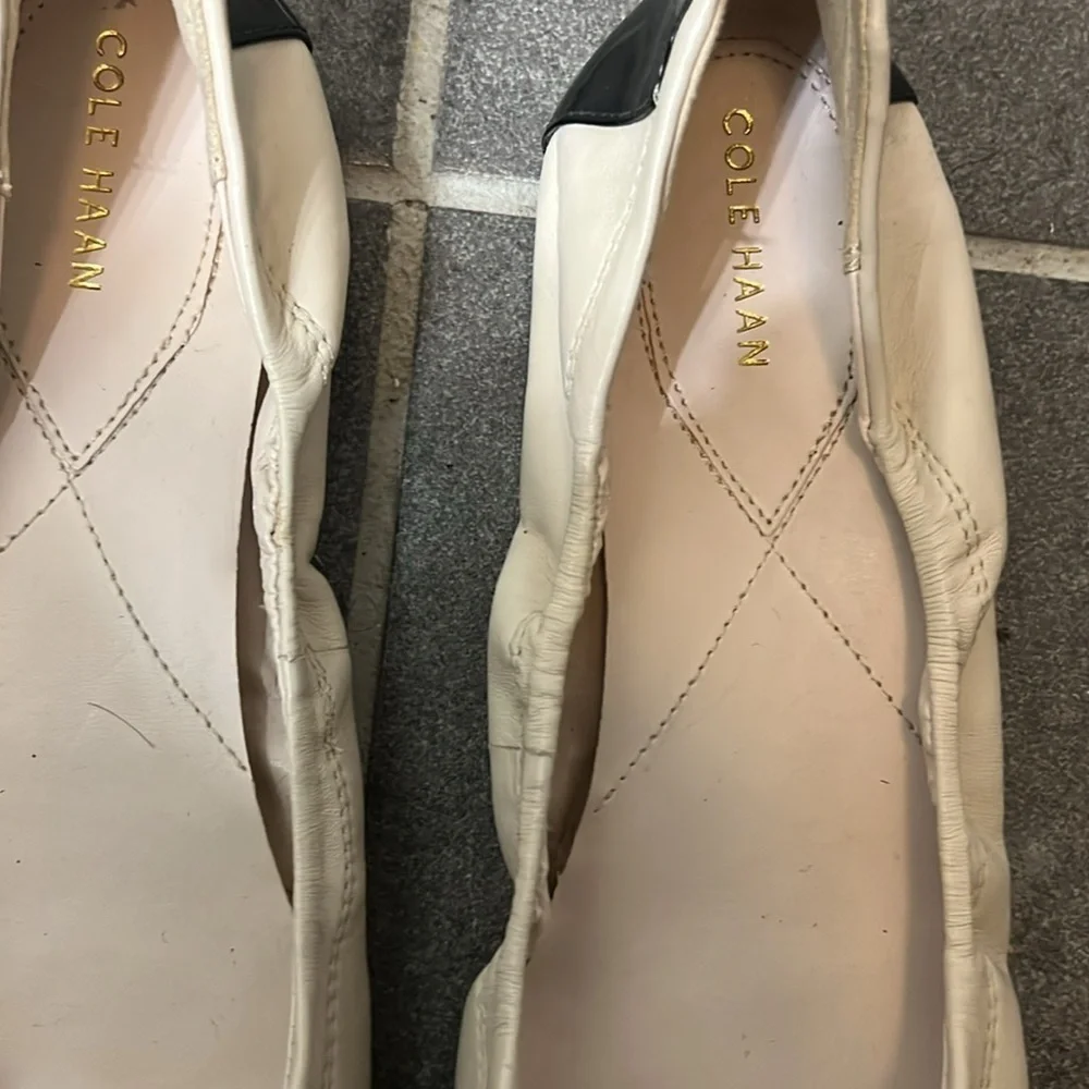 Cole Haan Ballet Flats Size 10 Black and Cream Leather